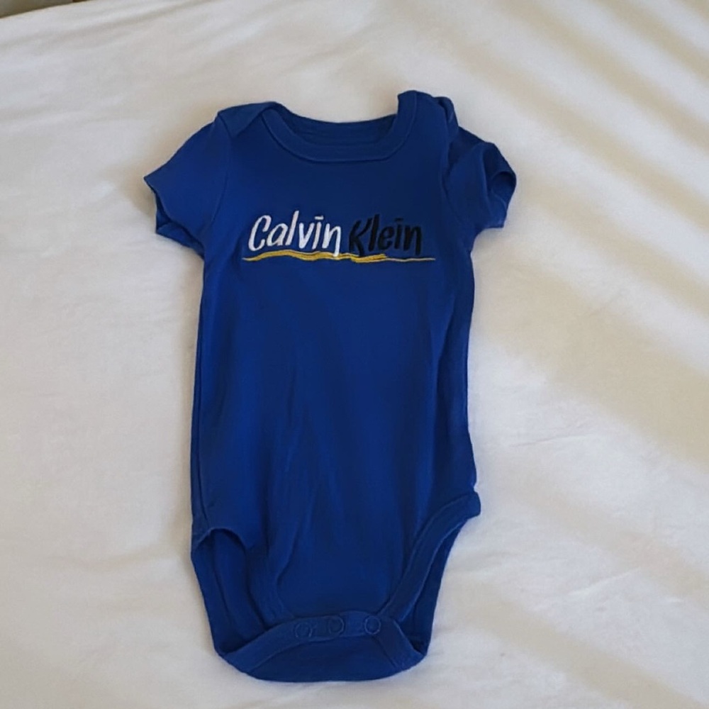 0-3 m baby short sleeve onesie blue Calvin Klein